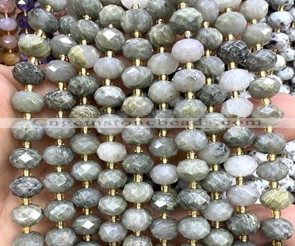 CRB6308 15 inches 6*10mm faceted rondelle seaweed quartz beads