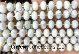 CRB6318 6*10mm faceted rondelle white crazy lace agate beads
