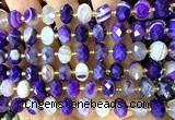 CRB6323 15 inches 6*10mm faceted rondelle purple banded agate beads