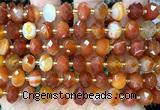 CRB6325 15 inches 6*10mm faceted rondelle red banded agate beads