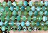 CRB6327 15 inches 6*10mm faceted rondelle green banded agate beads