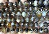 CRB6328 15 inches 6*10mm faceted rondelle coffee banded agate beads