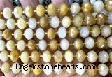 CRB6333 15 inches 6*10mm faceted rondelle yellow jade beads