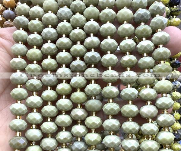 CRB6350 15 inches 6*10mm faceted rondelle Alashan jasper beads