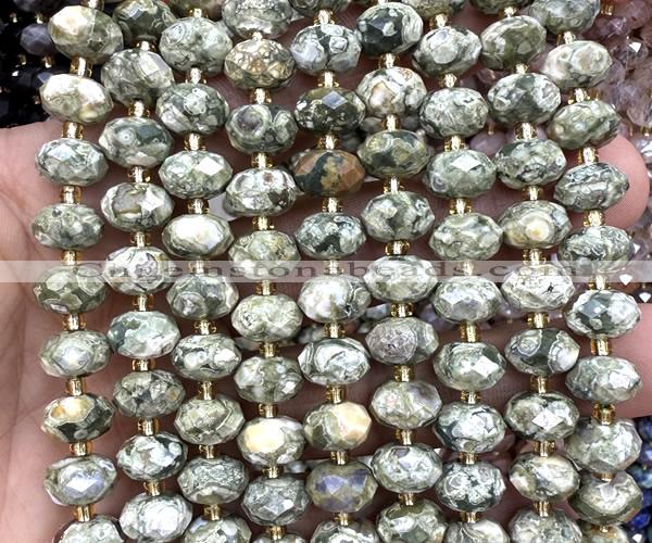 CRB6370 15 inches 6*10mm faceted rondelle rhyolite beads