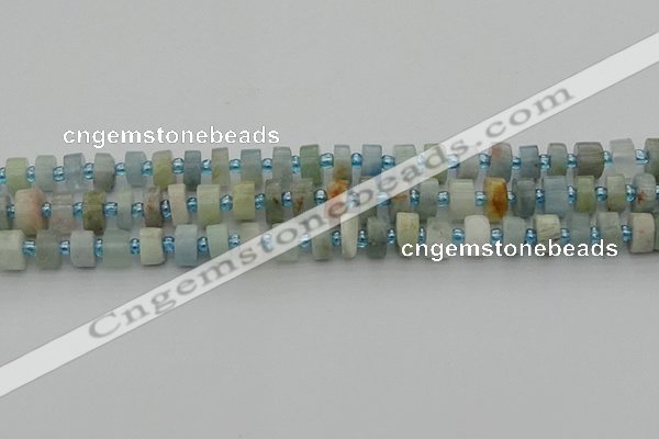 CRB645 15.5 inches 5*8mm tyre aquamarine gemstone beads