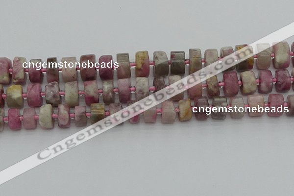 CRB659 15.5 inches 6*12mm tyre pink tourmaline gemstone beads