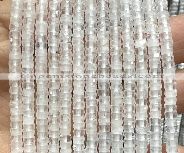 CRB6601 15 inches 2*4mm faceted heishi Angola white crystal beads