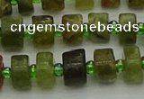 CRB664 15.5 inches 5*8mm tyre green garnet gemstone beads