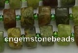 CRB665 15.5 inches 6*10mm tyre green garnet gemstone beads