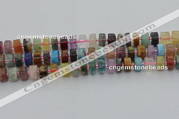 CRB673 15.5 inches 6*12mm tyre mixed gemstone beads wholesale