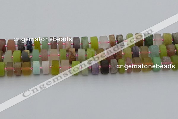 CRB681 15.5 inches 6*12mm tyre matte mixed gemstone beads