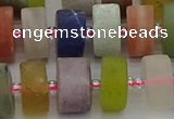 CRB682 15.5 inches 7*14mm tyre matte mixed gemstone beads