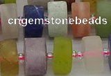 CRB683 15.5 inches 8*16mm tyre matte mixed gemstone beads