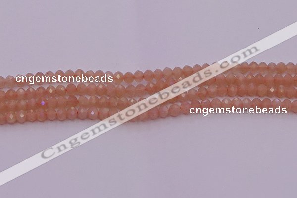 CRB714 15.5 inches 3*4mm faceted rondelle peach moonstone beads