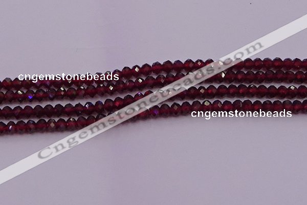 CRB718 15.5 inches 3*4mm faceted rondelle red garnet beads