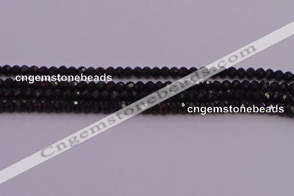 CRB721 15.5 inches 3*4mm faceted rondelle black tourmaline beads