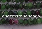 CRB725 15.5 inches 2.5*4mm faceted rondelle ruby zoisite beads