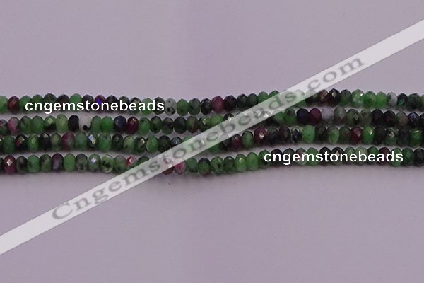 CRB725 15.5 inches 2.5*4mm faceted rondelle ruby zoisite beads