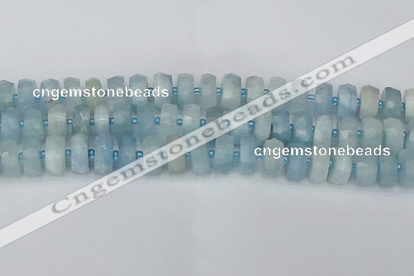 CRB804 15.5 inches 8*14mm faceted rondelle aquamarine beads