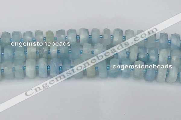 CRB806 15.5 inches 8*18mm faceted rondelle aquamarine beads