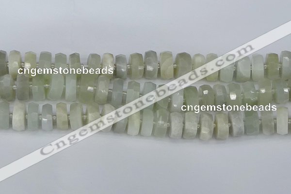 CRB813 15.5 inches 8*16mm faceted rondelle grey moonstone beads