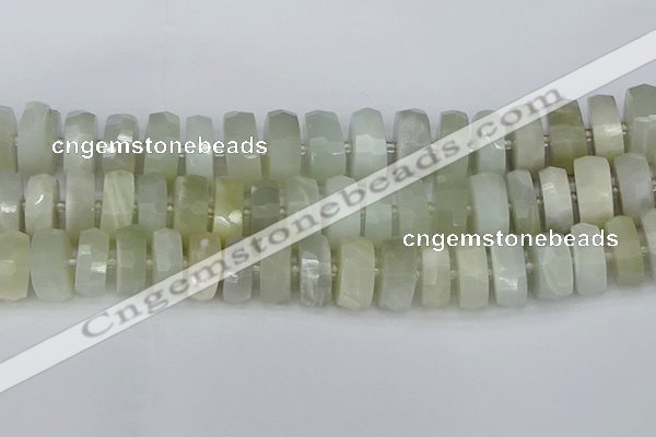 CRB814 15.5 inches 8*18mm faceted rondelle grey moonstone beads