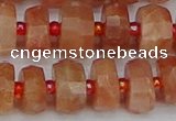 CRB818 15.5 inches 6*10mm faceted rondelle orange moonstone beads