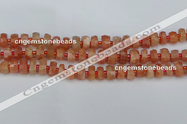 CRB818 15.5 inches 6*10mm faceted rondelle orange moonstone beads