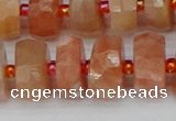 CRB819 15.5 inches 7*12mm faceted rondelle orange moonstone beads