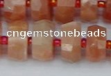 CRB820 15.5 inches 8*14mm faceted rondelle orange moonstone beads