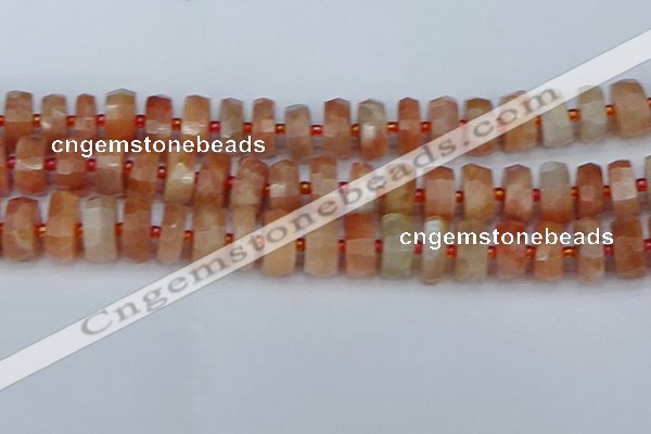 CRB821 15.5 inches 8*16mm faceted rondelle orange moonstone beads