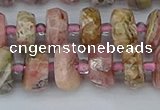 CRB834 15.5 inches 6*10mm faceted rondelle rhodochrosite beads