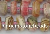 CRB835 15.5 inches 7*12mm faceted rondelle rhodochrosite beads