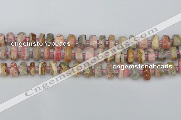 CRB835 15.5 inches 7*12mm faceted rondelle rhodochrosite beads