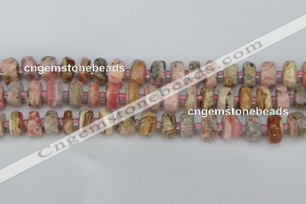 CRB836 15.5 inches 8*14mm faceted rondelle rhodochrosite beads