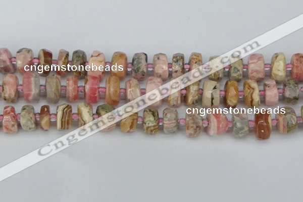 CRB837 15.5 inches 8*16mm faceted rondelle rhodochrosite beads