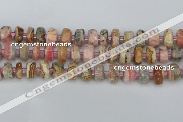 CRB838 15.5 inches 8*18mm faceted rondelle rhodochrosite beads