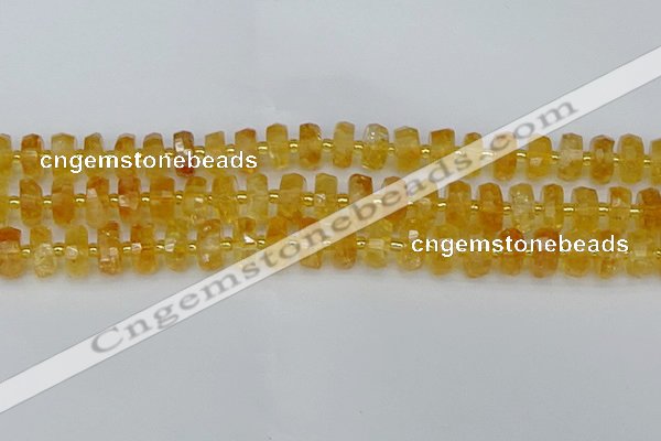 CRB843 15.5 inches 7*12mm faceted rondelle citrine beads