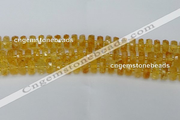 CRB844 15.5 inches 8*14mm faceted rondelle citrine beads