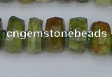 CRB850 15.5 inches 6*10mm faceted rondelle green garnet beads