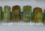 CRB851 15.5 inches 7*12mm faceted rondelle green garnet beads