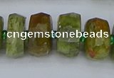 CRB852 15.5 inches 8*14mm faceted rondelle green garnet beads