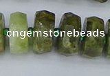 CRB853 15.5 inches 8*16mm faceted rondelle green garnet beads