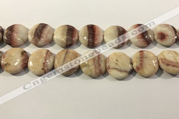 CRC1071 15.5 inches 25mm flat round rhodochrosite beads