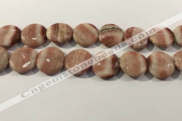 CRC1072 15.5 inches 25mm flat round rhodochrosite beads