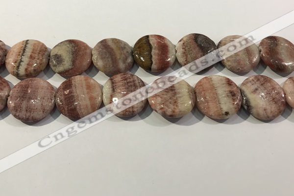 CRC1073 15.5 inches 25mm flat round rhodochrosite beads