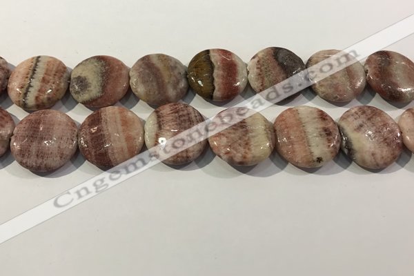 CRC1073 15.5 inches 25mm flat round rhodochrosite beads