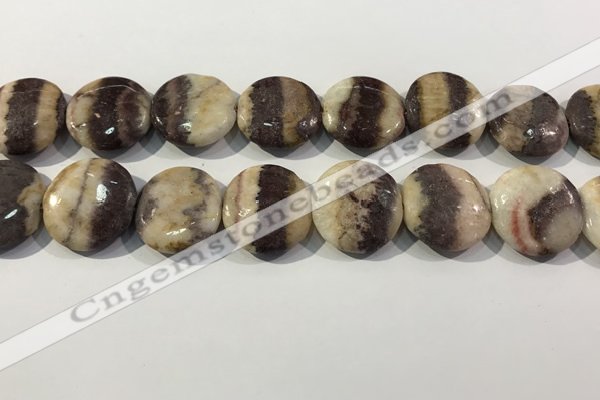 CRC1074 15.5 inches 25mm flat round rhodochrosite beads