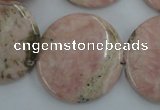 CRC158 15.5 inches 30mm flat round Argentina rhodochrosite beads